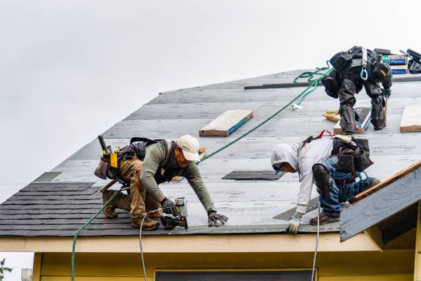 Professional Gutter Installation technician working in Little York, NJ